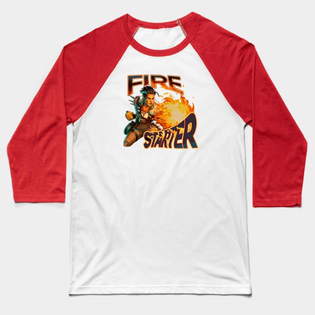 Mad Maggie - Fire Starter Baseball T-Shirt by Paul Draw